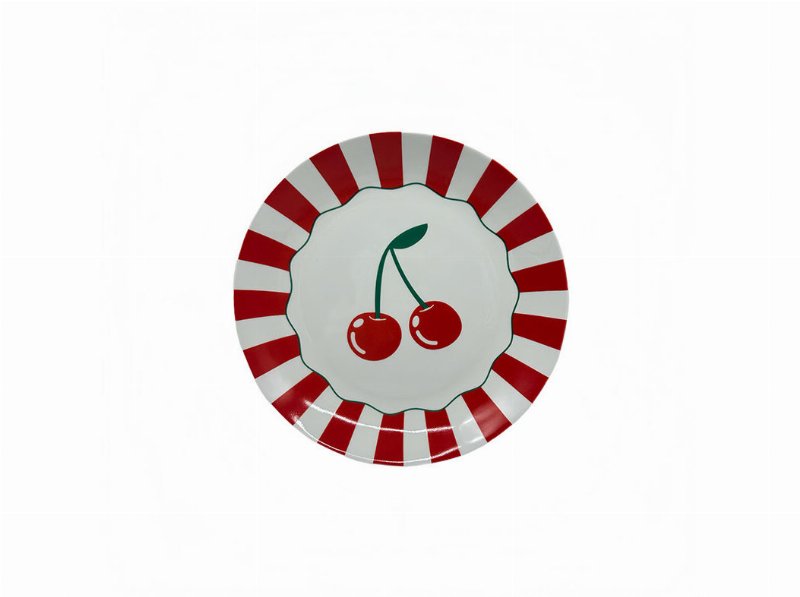 Prato Sobremesa Actuel Porcelana Risca Rosa 19Cm