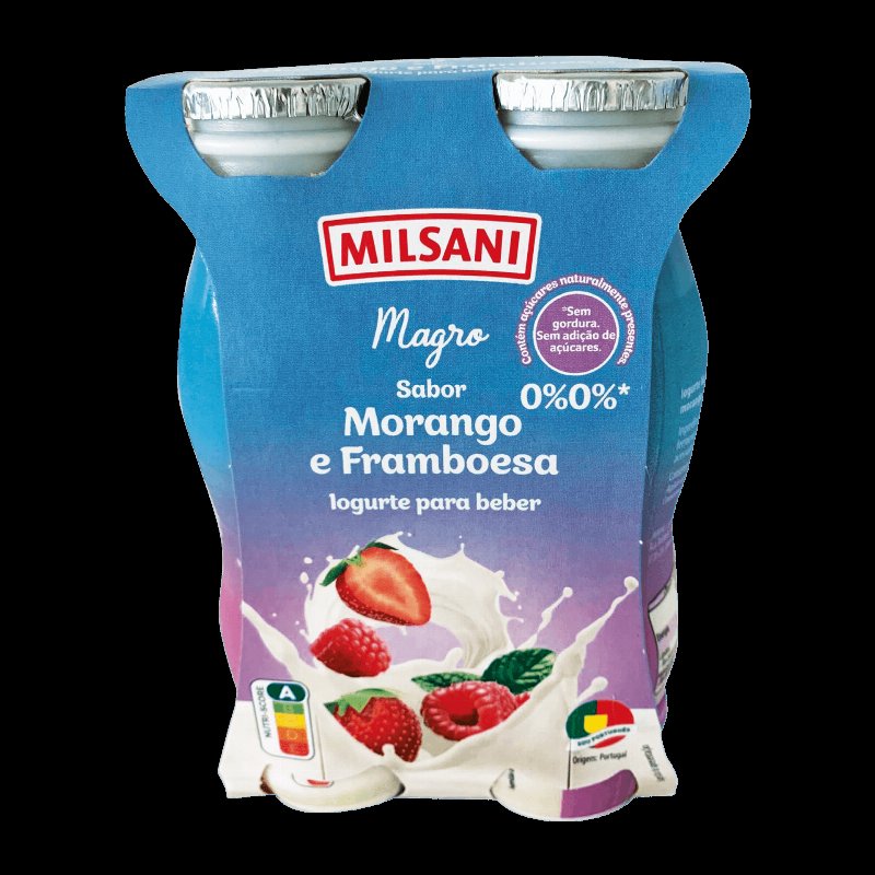 Iogurte Líquido Magro De Morango E Framboesa 0% 0% 4 X 155 g