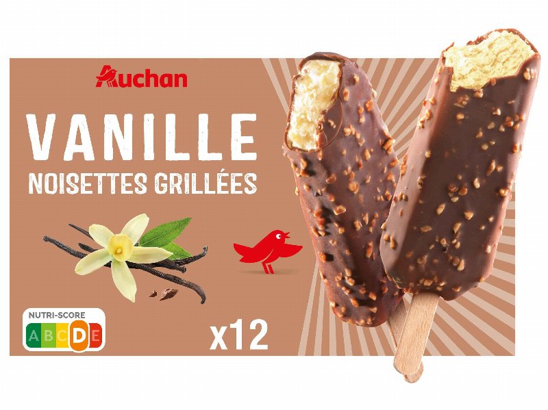 Gelado Palito Auchan Baunilha Avelã 12X60 ml