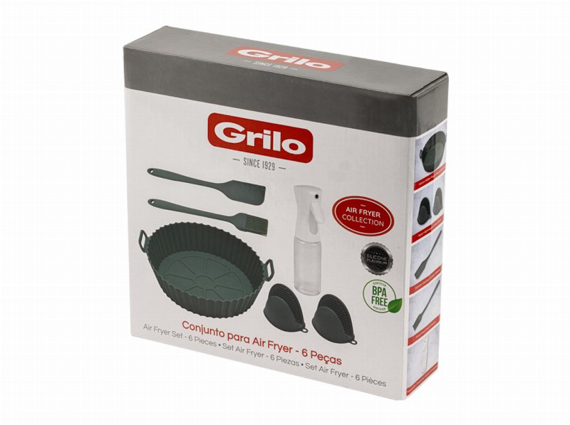 Conjunto De Acessórios Para Airfryer Silicone Preto Grilo 6 Peças