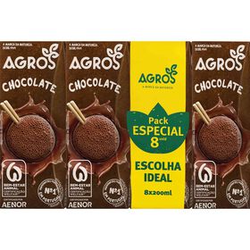 Leite Achocolatado Agros 8 X 200 ml