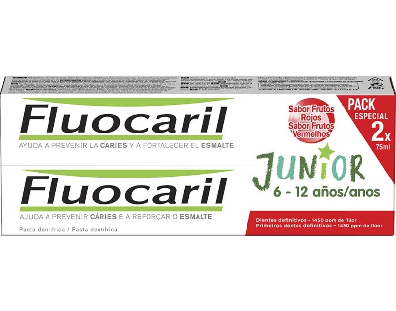 Pasta Dentifrica Fluocaril Júnior Frutos Vermelhos 2X75 ml