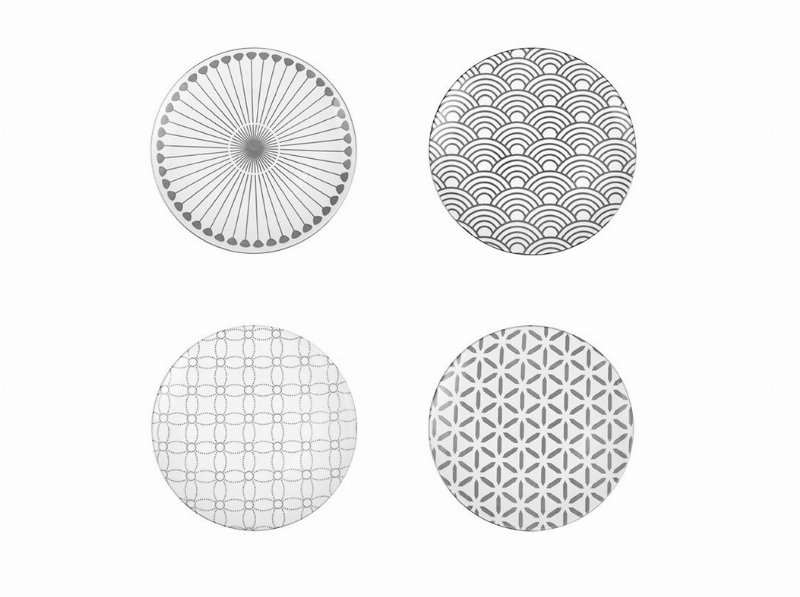 Conjunto De 4 Pratos De Sobremesa Actuel Graphic Porcelana 19 Cm