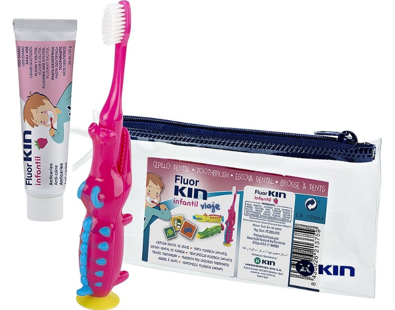 Kit Kin Crocodilo Viagem Infantil Escova+Pasta 25 ml