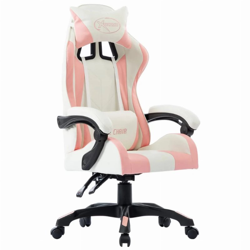 Hkh Cadeira Estilo Corrida Em Couro Artificial - Rosa