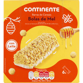 Barras De Cereais Bolas De Mel Com Leite Continente 132 gr (6 Un)