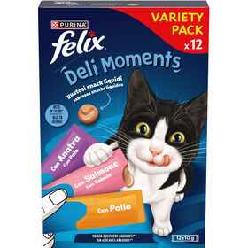 Snack Para Gato Adulto Deli Moments Frango, Salmão E Pato Purina Felix 12 X 10 g