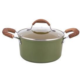 Caçarola Antiaderente Alumínio Com Asas 24Cm Verde Oliveira Gourmet Kasa