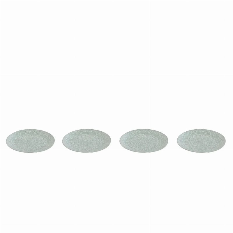 Hkh Conjunto 4 Pratos Rasos Cerâmica Esmaltados Mandala