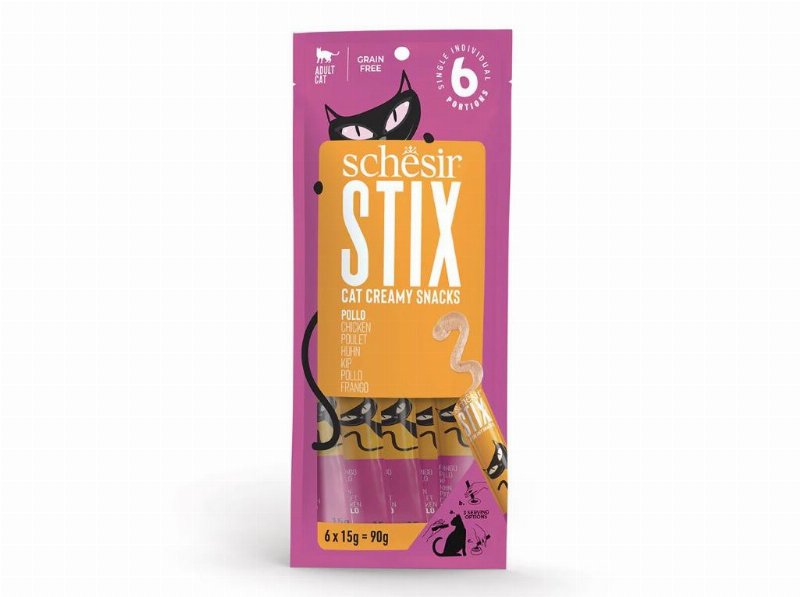 Snack Gato Schesir Stix Puré Frango 6X15 g