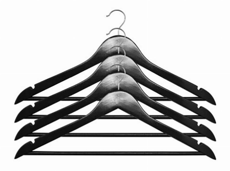 Conj 8 Cabides Madeira Actuel Preto C/Barra