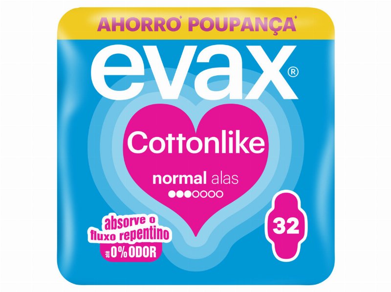 Pensos Higiénicos Cottonlike Normal Com Abas Evax 32 Un