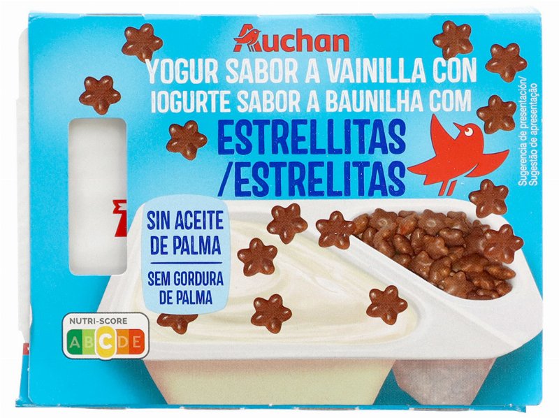 Iogurte Auchan Baunilha Com Estrelitas Choco 2X125 g