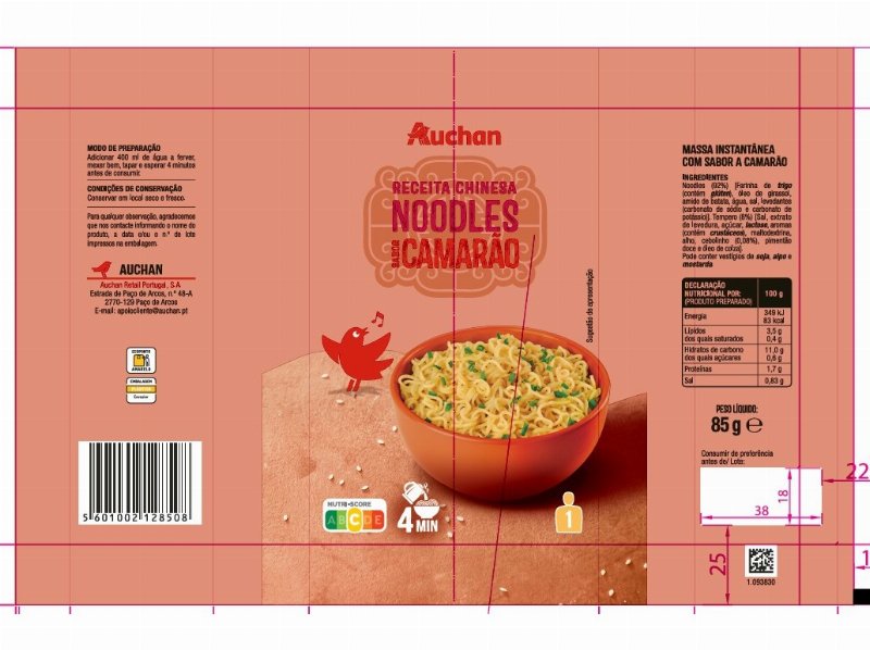 Massa Noodles De Camarão Auchan 85 g