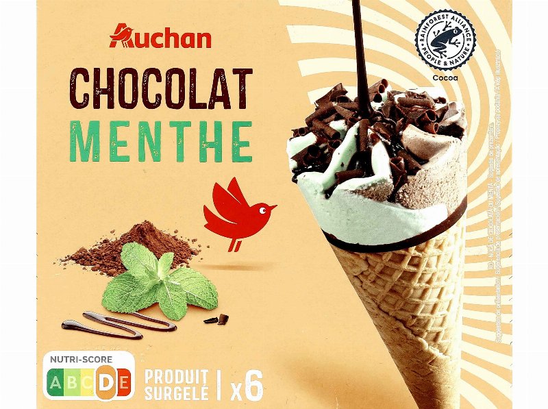 Gelado Auchan Cone Menta Chocolate 6X120 ml