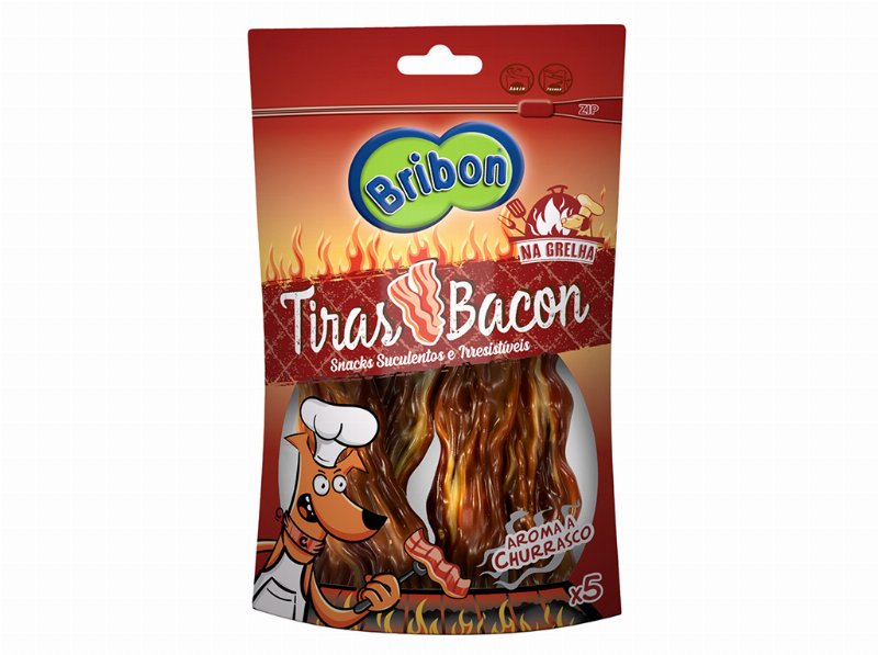 Snack Cão Bribon Na Grelha Tiras Bacon 5 Unidades