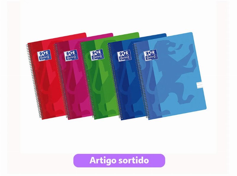 Caderno Espiral A4 Oxford Capa Plástico Polipropileno 50 Folhas Cores Sortidas