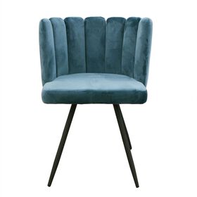 Conjunto De 2 Cadeiras Estofadas Veludo Azul Ariel