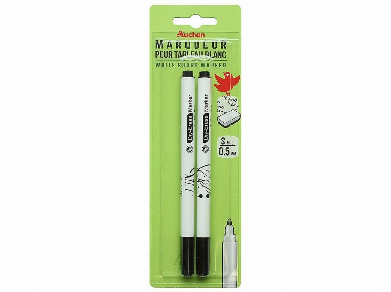 Conjunto De 2 Marcadores Auchan Preto Para Quadro Branco