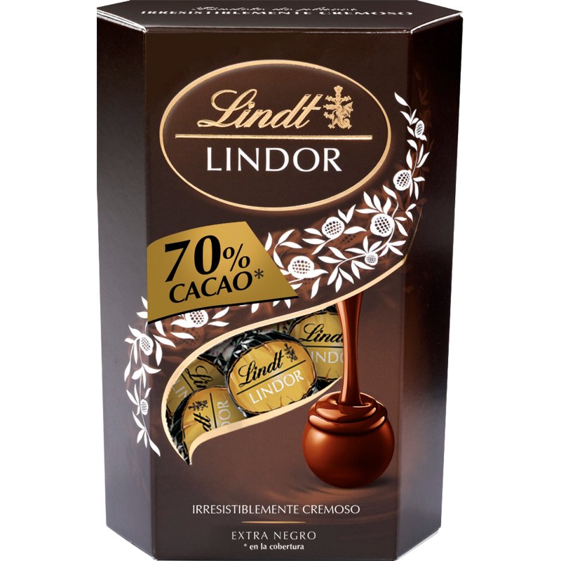 Bombons Chocolate Preto Lindor Cornet 200 g