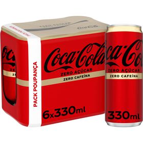 Refrigerante Com Gás Cola Zero Açúcar Zero Cafeína Coca-Cola 6 X 33 cl