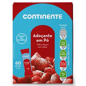 Adoçante Em Pó 60 Sticks Continente 60 gr