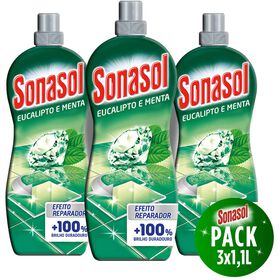 Lava Tudo Líquido Brilhante Eucalipto E Menta Sonasol 3 X 1,1 Lt