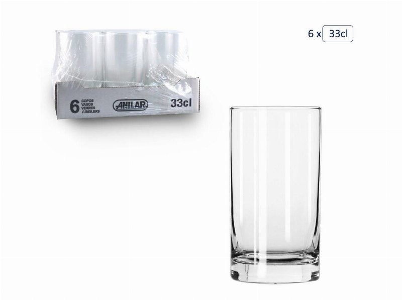 Conjunto De 6 Copos Lexongton Anilar Vidro 33 cl