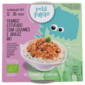 Refeição Frango Com Legumes E Arroz Biológico Bebé +12M Petit Papão 180 gr