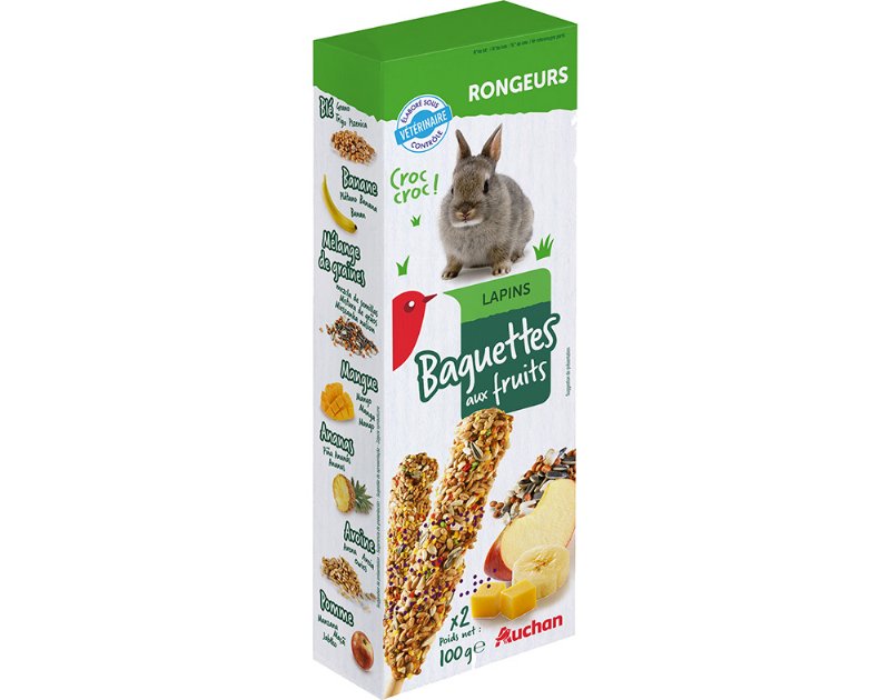 Barritas Para Coelho Auchan Com Frutas Pack 2 Unidades