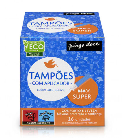 Tampão Com Aplicador Super Pingo Doce 16Un