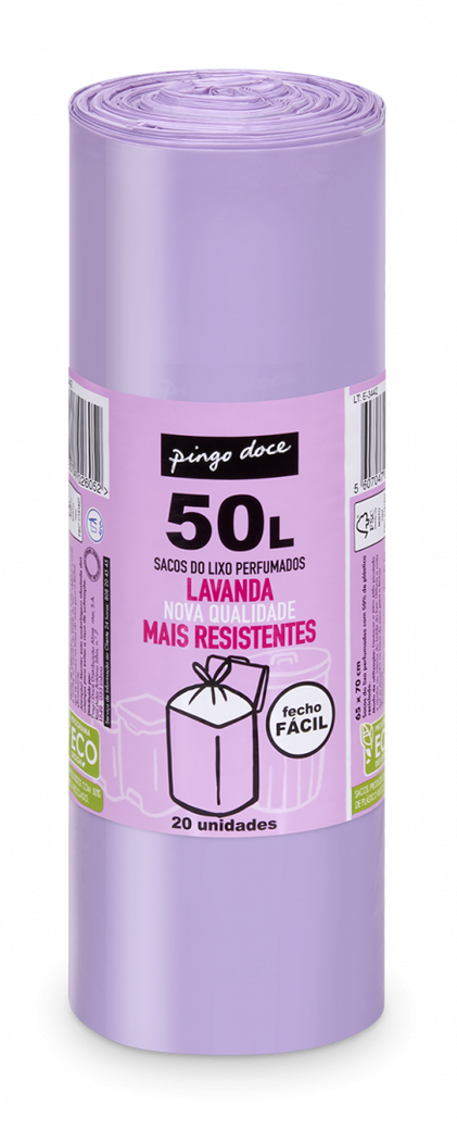 Sacos Do Lixo Lavanda Fecho Fácil 50 l Pingo Doce 20Un