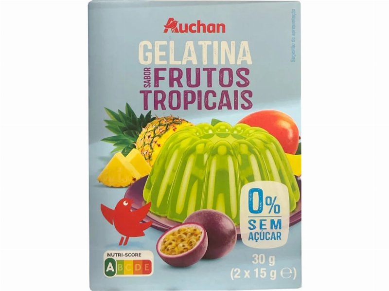 Gelatina Auchan Sem Açúcar Frutos Tropicais 2X15 g