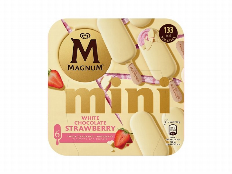 Gelado Magnum Mini Chocolate Branco E Morango 6X55 ml