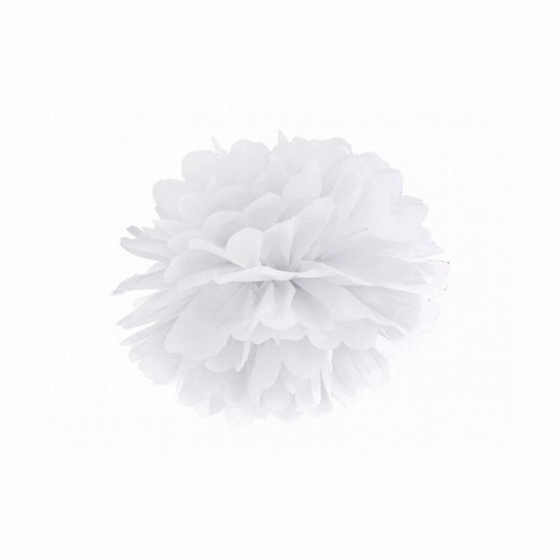 Pompom Papel Branco 25 Cm