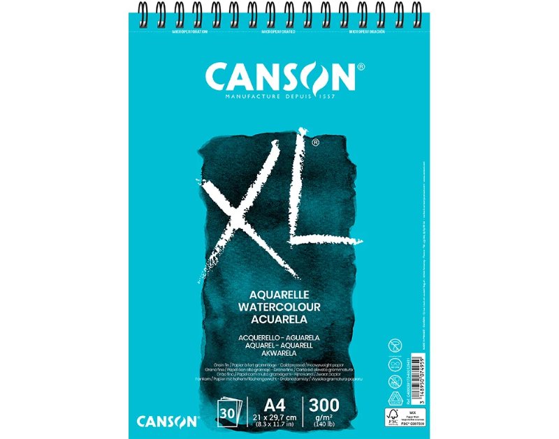 Bloco Desenho Espiral Micr Canson Xl Aquarelle A4 30 Folhas