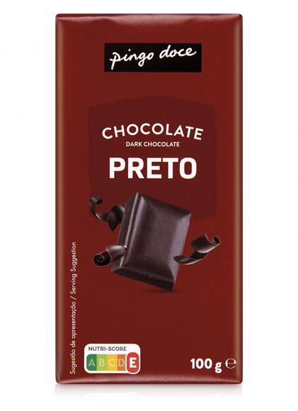 Tablete De Chocolate Preto Pingo Doce 0.1Kg