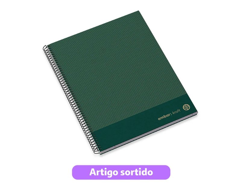 Caderno Espiral A4 Ambar Kraft Capa Dura Pautado Cores Sortidas