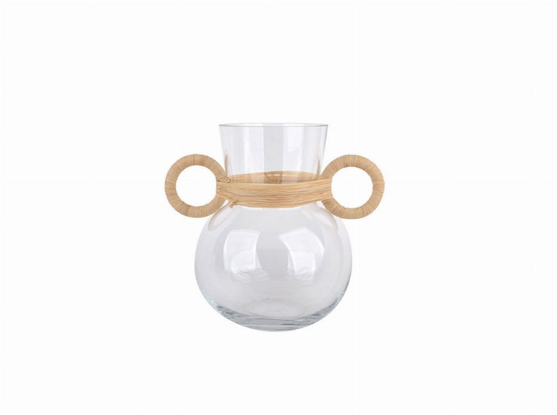 Jarra Vidro Actuel Com Pegas Rattan 14.5X18Cm