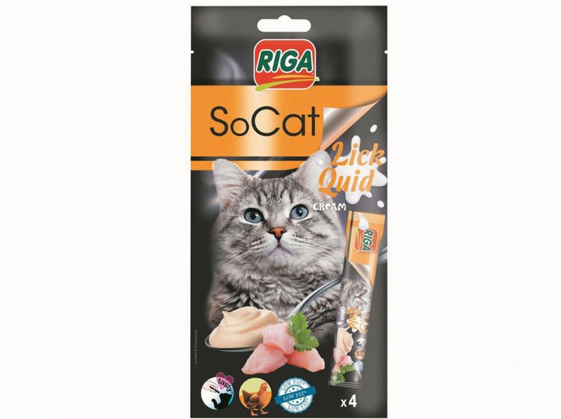 Snacks Gato Riga So Cat Cremoso Frango 4 Unidades