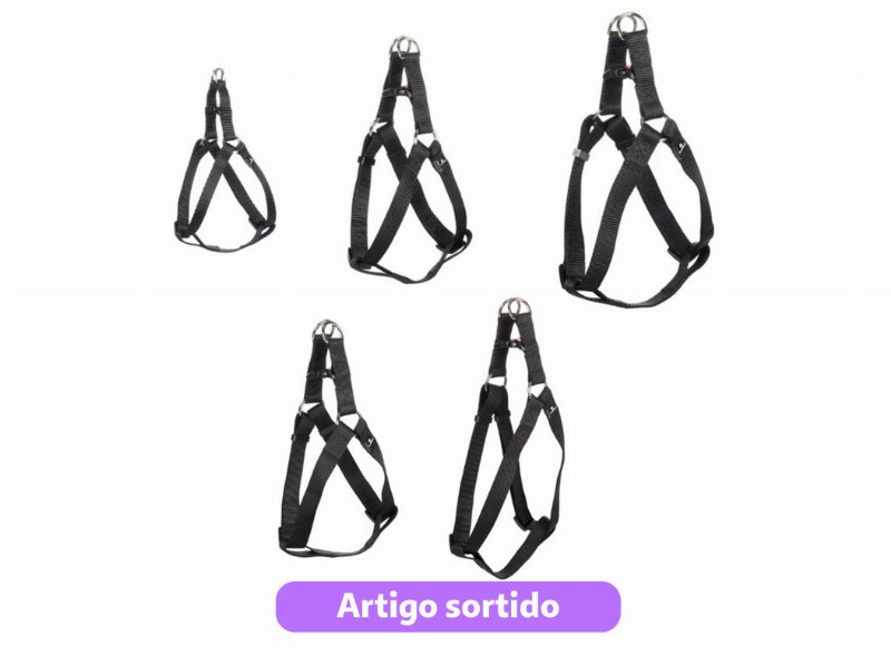 Peitoral Cão Step&Go Preto 25Mm - 40-70Cm