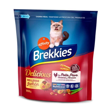 Comida Seca Para Gato Delicious Com Frango E Peru Affinity Brekkies 0.9Kg