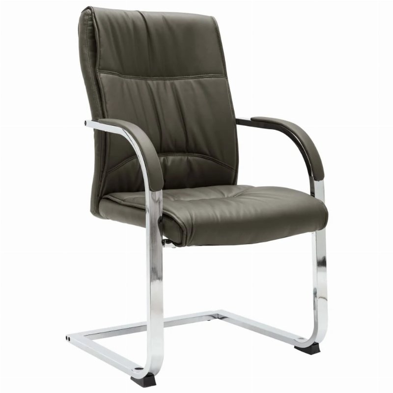 Hkh Cadeira De Escritório Cantilever Em Couro Artificial - Cinzento