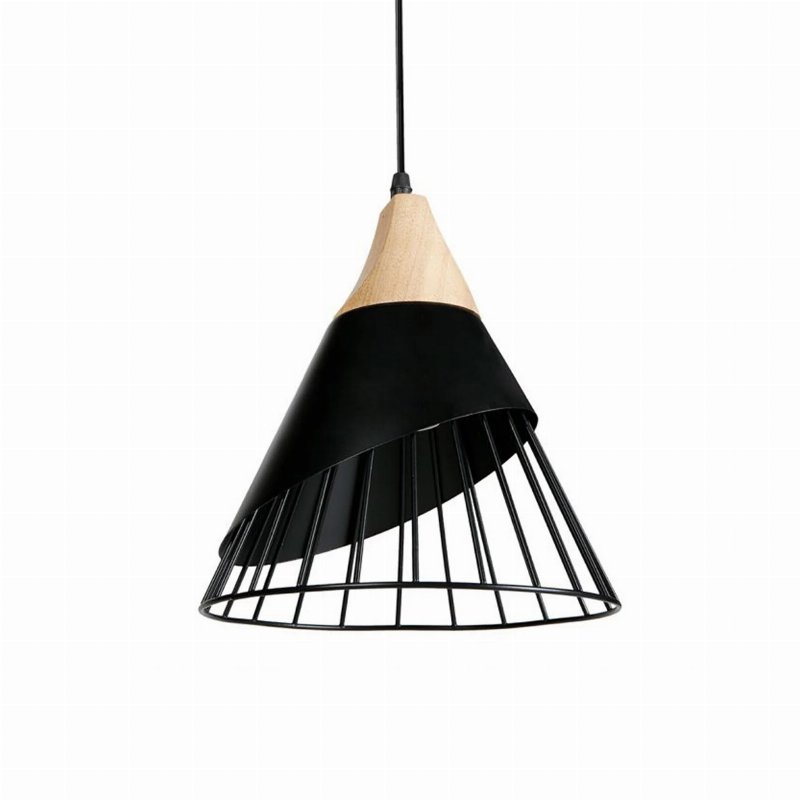 Hkh Candeeiro De Teto Madeira E Metal Preto Arene