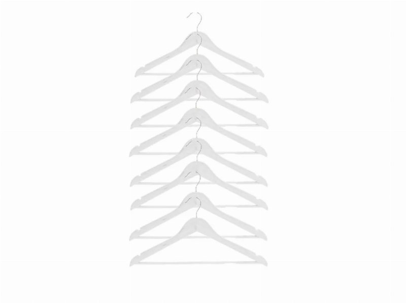 Conjunto De 8 Cabides Madeira Actuel Branco Com Barra