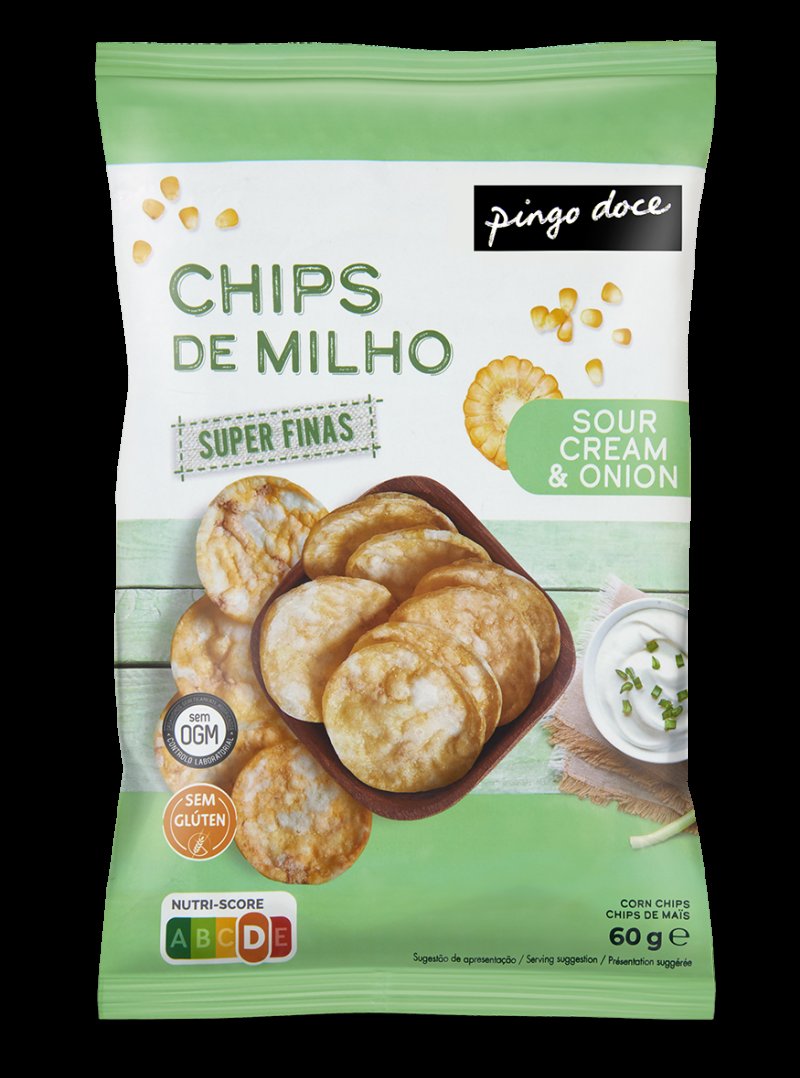 Chips De Milho Sour Cream & Onion Pingo Doce 0.06Kg