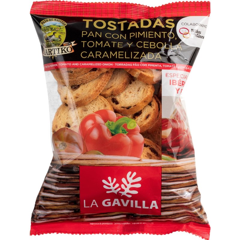 Tostas Com Pimento, Tomate E Cebola Caramelizada Especial Para Ibéricos E Fuet 80 g