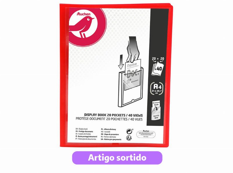 Portfólio Auchan A4 20+20 Bolsas Cores Sortidas