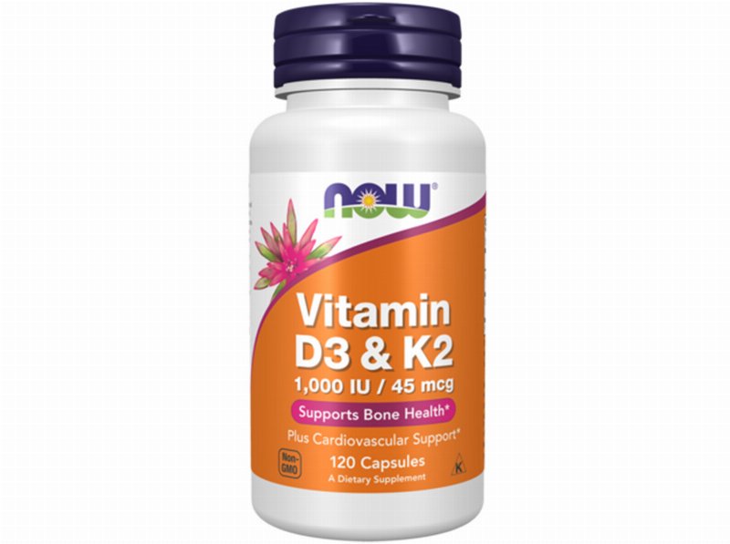 Suplemento Now Foods Vitamina D3+K2. 120 Cáps