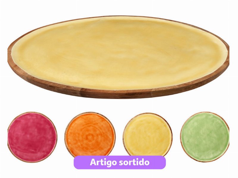 Prato Madeira Manga Ø38Cm Cores Sortidas